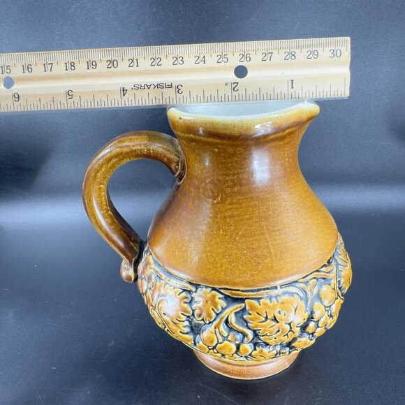 Gerzit Staffeln Stoneware Wine Pitcher Jug Brown Glazed Made West Germany 0.5L - Picture 7 of 13